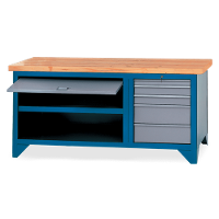 Bancada com 5 Gavetas Porta retrátil Suporte para morsa N05 e Tampo de pinus 40mm 217A CMB - 1