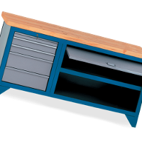 Bancada com 5 Gavetas Porta retrátil Suporte para morsa N05 e Tampo de pinus 40mm 217A CMB - 2