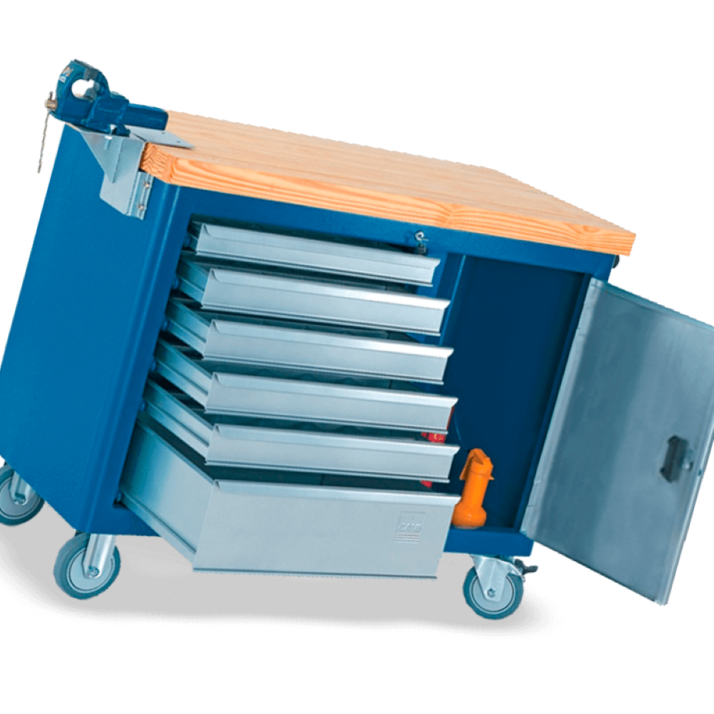 Bancada móvel com Tampo de pinus 40mm e Suporte para morsa 500 CMB - 2