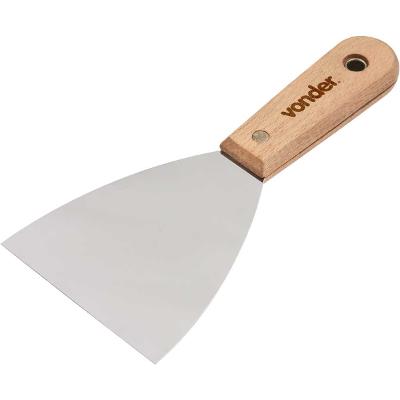 Espátula betumadeira aço inox 4" 10cm cabo madeira Vonder
