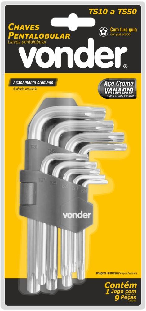 Jogo De Chaves Pentalobular Ts10 A Ts50 Com 9 Peças Vonder - 2