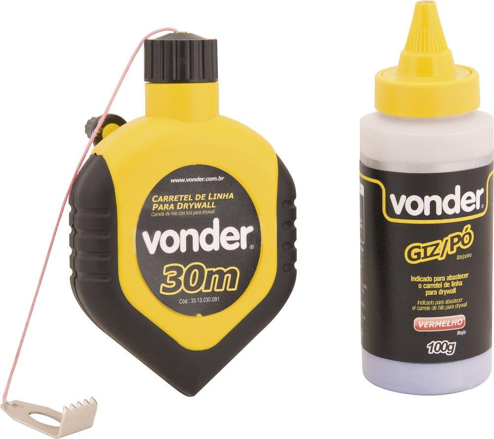 Linha com giz para drywall 30m vermelho Vonder - 1