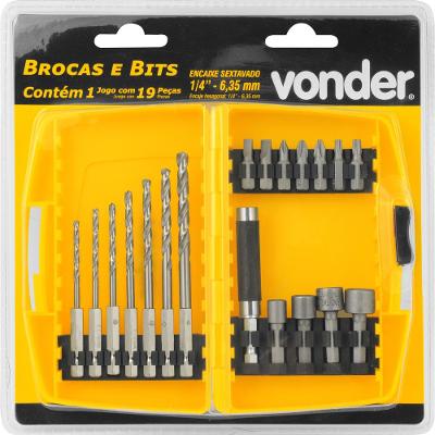 Jogo Brocas/Bits Combinado 19 peças  - Vonder