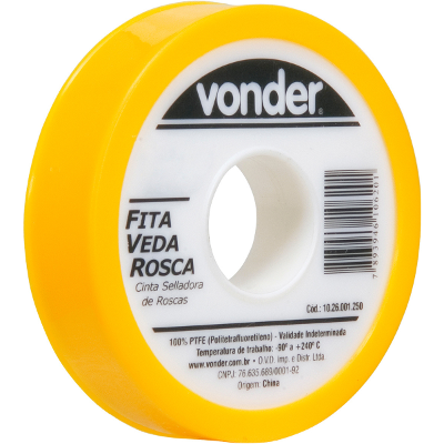 Fita veda rosca 18mmx50m ptfe teflon Vonder