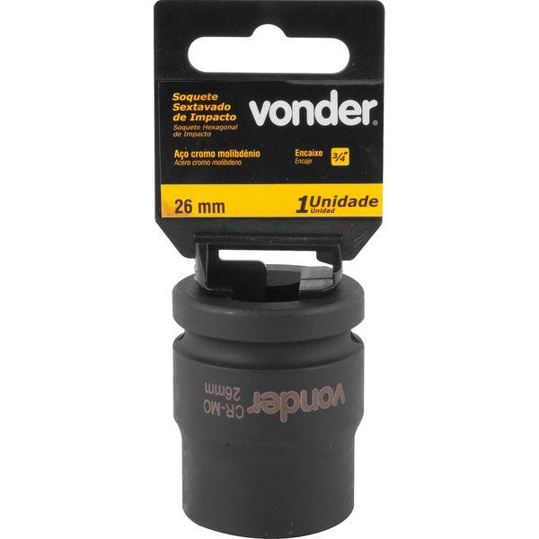 Soquete Sextavado de Impacto Encaixe 3/4" 26mm Vonder - 1
