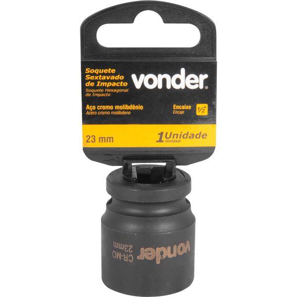 Soquete Sextavado Impacto Encaixe 1/2" 23mm Aço Cromo Vonder - 1