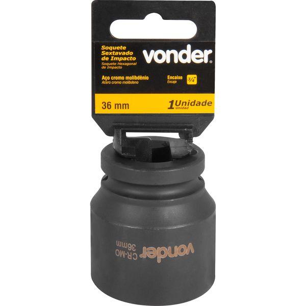 Soquete Sextavado Impacto Encaixe 3/4" 36mm Aço Cromo Vonder - 1