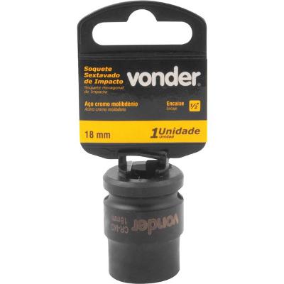 Soquete Sextavado de Impacto enc 1/2" 18mm Aço Cromo Vonder