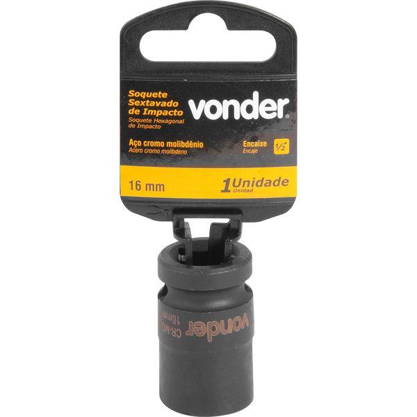 Soquete Sextavado de Impacto enc 1/2" 16mm Aço Cromo Vonder - 1