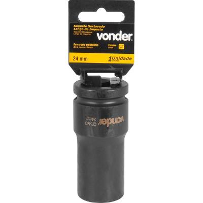 Soquete Sextavado Impacto Longo 3/4" 24mm Aço Cromo Vonder