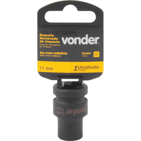Soquete Sextavado Impacto Encaixe 1/2" 11mm Aço Cromo Vonder - 1