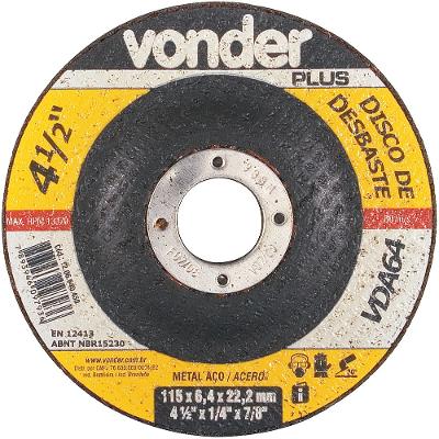 Disco De Desbaste 114,3x6,4x22,22 Para Aço Carbono Vda64 - V