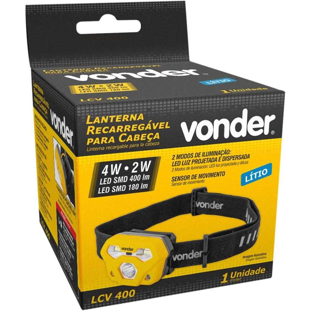 Lanterna Recarregável Para Cabeça LCV400 Vonder - 1