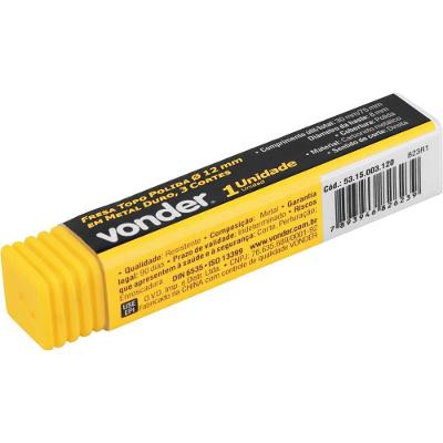 Fresa Topo Metal Duro 12,0mm 3 Cortes Polida Vonder