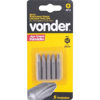 Bits ponteira philips 1/4" n.3 5/16x38mm c/ 5 peças Vonder