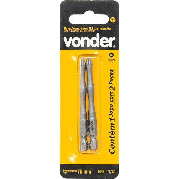 Bits de Torção S2 1/4 N. 2 75Mm com 2 Peças Vonder - 3