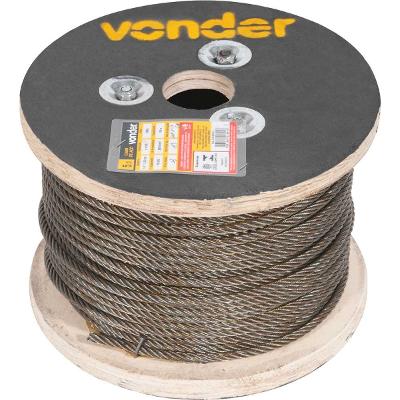 cabo aço af 5/16" alma de fibra 6x19s polido c/ 100m Vonder