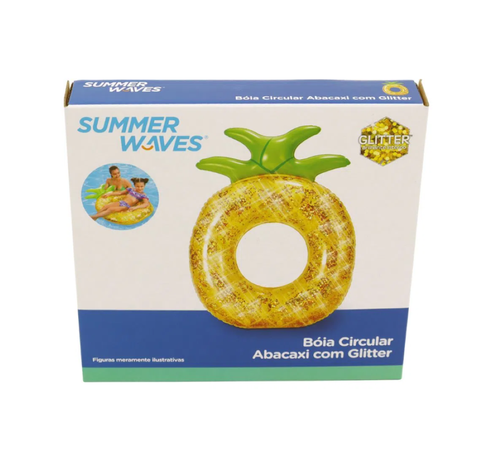Boia Inflável Circular Abacaxi com Glitter Piscina Água Mar Praia W11342 Bel - 3