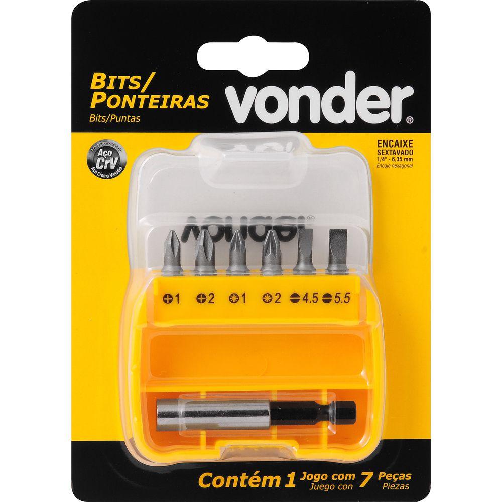 Bits/Ponteiras Vonder Crv com 7 peças Encaixe 1/4" - 5