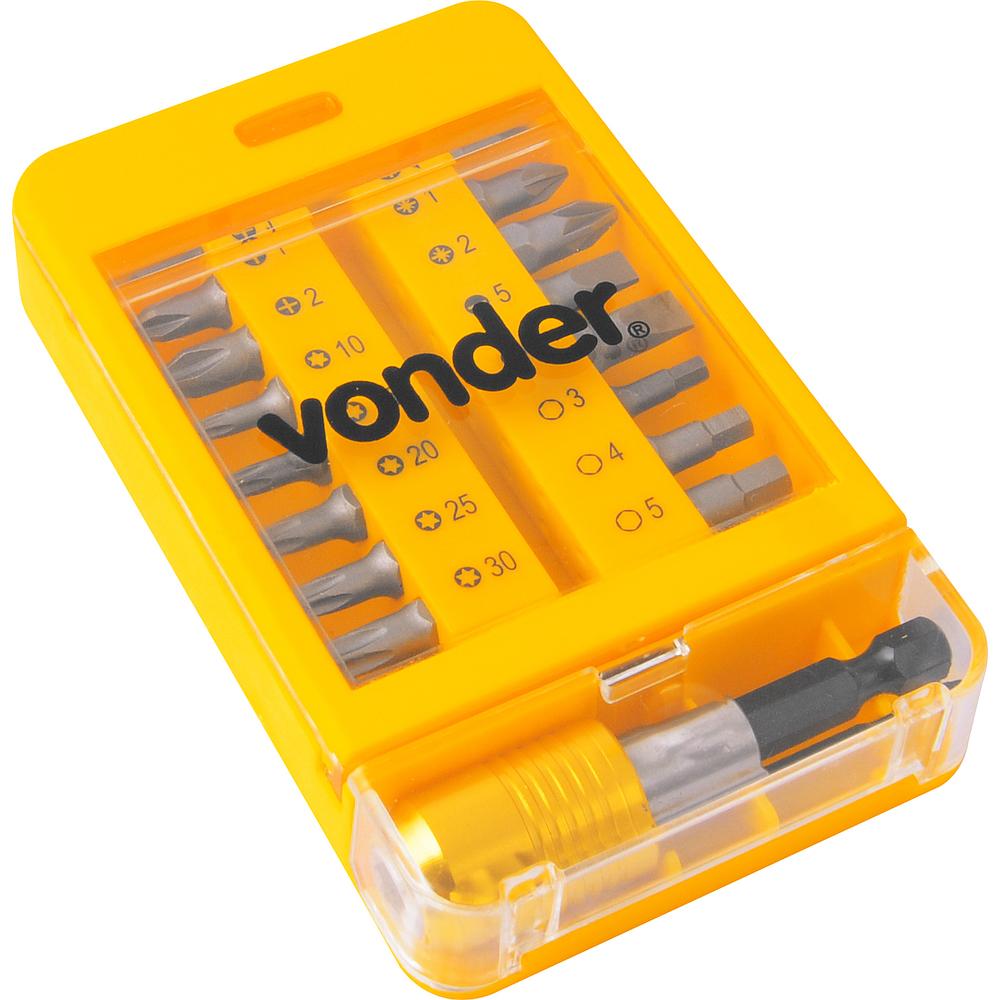 Bits/Ponteiras Vonder Crv com 15 peças Engate Rápido 1/4" - 2