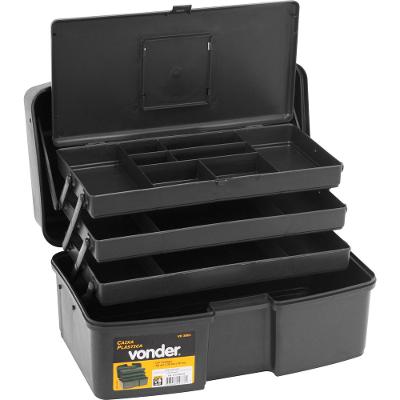 Caixa Plástica Ferramentas Baú 370x220x200mm 3 Band Vonder