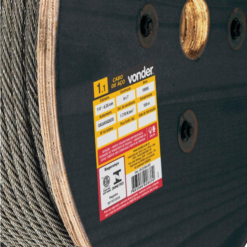 Cabo de Aço Galvanizado AF 14,3mm 9/16" 6X25F c/ 500m Vonder - 4