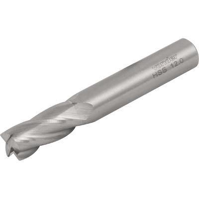 Fresa Topo Aço Rápido 12mm 4 Cortes Reto 12mm Din 8 Vonder