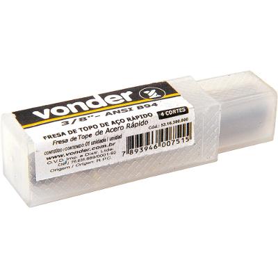 Fresa Topo Aço Rápido 3/8  4 Cortes Reto Haste 9,5mm Din 844