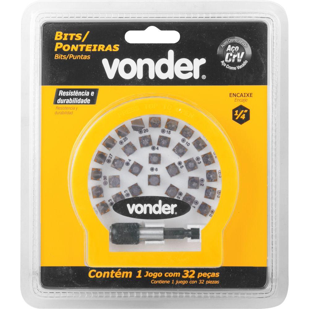 Jogo Bits/Ponteiras Vonder com 32 peças Encaixe 1/4 - 3