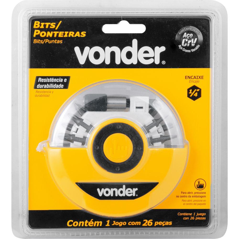 Jogo Bits/Ponteiras Vonder com 26 peças Encaixe 1/4 - 3