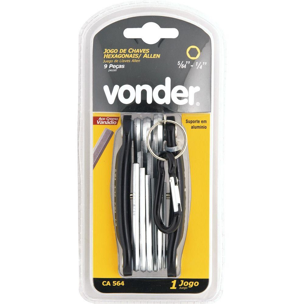 Jogo Chave Hexagonal Allen 5/64-1/4  Canivete Alumínio Cromo - 3