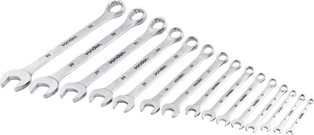 Jogo Chave Combinada 6-32mm Cromo Vanádio Cromada 15 Vonder - 3