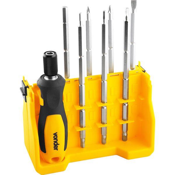 Jogo Bits/Ponteira Crv com 8 peças Enc 1/4 Longo Vonder - 1