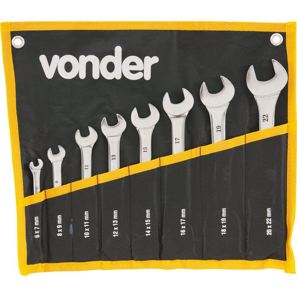 Jogo Chave Fixa 6-22mm Cromo Cromada 8 pçs Est Vonder - 3