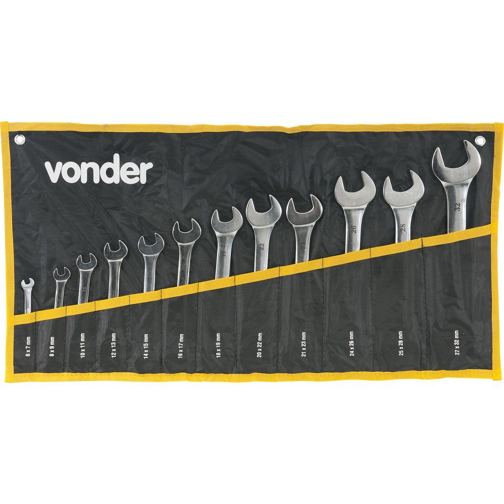 Jogo Chave Fixa 6-32mm Cromo Cromada 12 pçs Es Vonder - 1