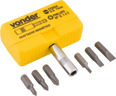 Jogo bits ponteiras 1/4" com 7 peças cromo vanádio - Vonder
