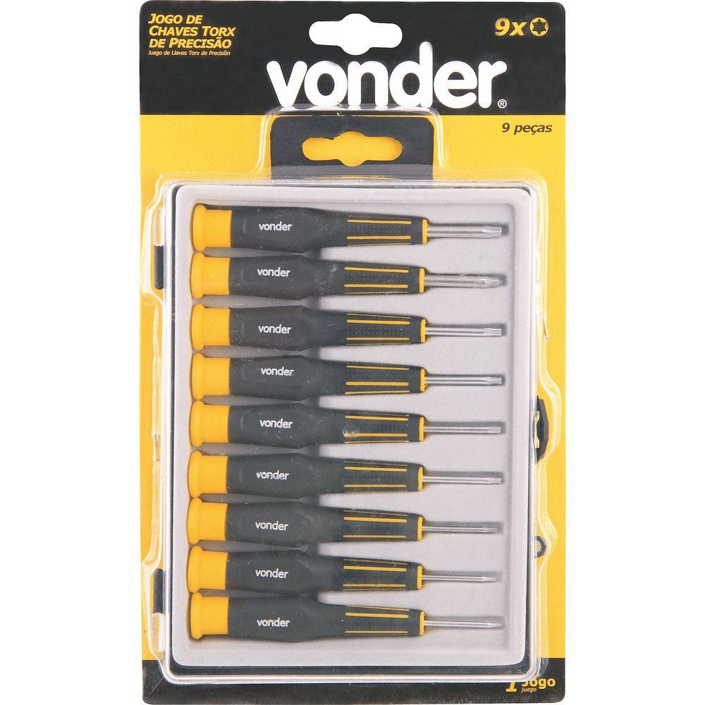Jogo chave torx precisão t04-t20 aço carbono c/ 9 pç Vonder - 2