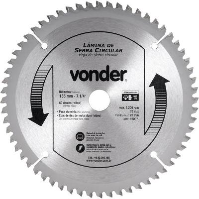 Lamina Serra Circular Vídea 185x20x2,8mm 60 Dentes 7200 Rpm 