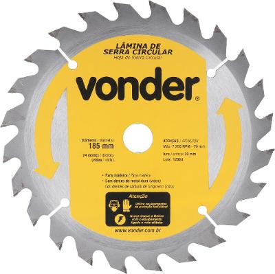 Lamina Serra Circular Vídea 185x20x2,6mm 24 Dentes 7200 Rpm 