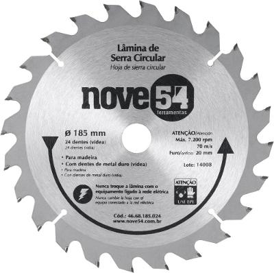Lamina Serra Circular Vídea 185x20x2,2mm 24 Dentes 7200 Rpm 