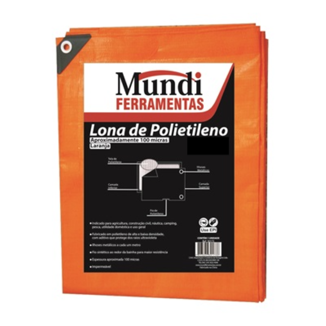 Lona de Polietileno Laranja 6x3 metros Mundi - 1