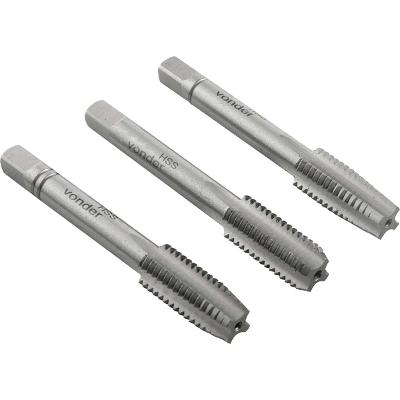 Macho manual aço rápido m8,00x1,25 3 peças din 352 - Vonder