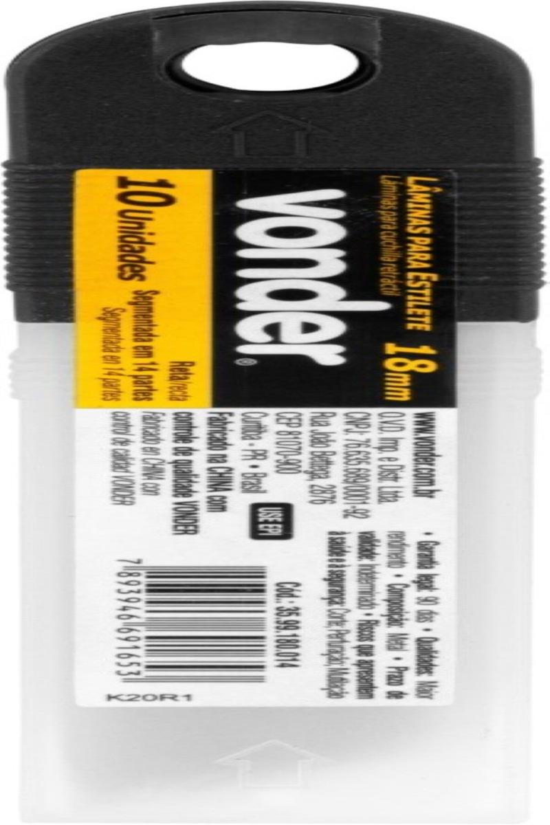 Lâmina para Estilete Largo 18mm Tubete 10 peças Vonder - 2
