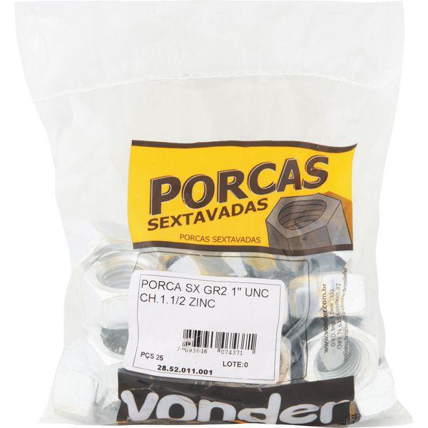 Porca sextavado 3/8 nc zincado pacote com 100 Vonder - 2