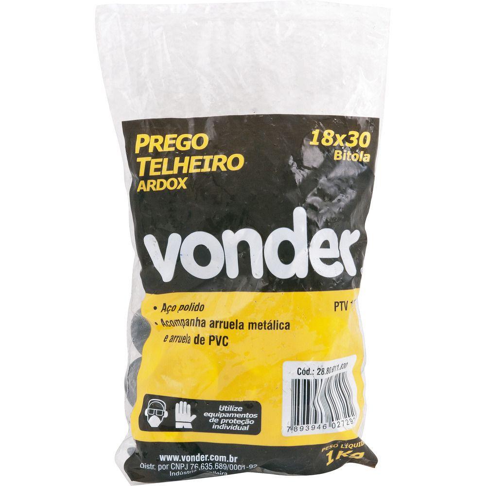 Prego telheiro 18x30 ardox polido com 1,0 kg Vonder - 2