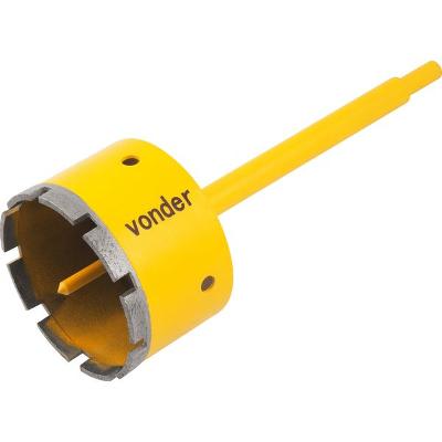 Serra copo diamantada 90mm com haste e pino guia Vonder