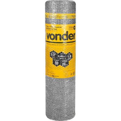 Tela Metálica Viveiro Hex Malha 1/2'' BWG26 1,0m 50m Vonder