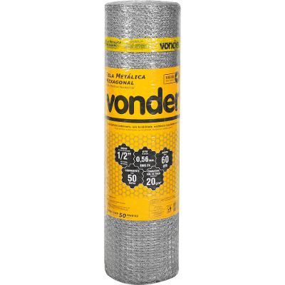 Tela Metálica Viveiro Hex Malha 1/2'' BWG24 0,6m 50m Vonder