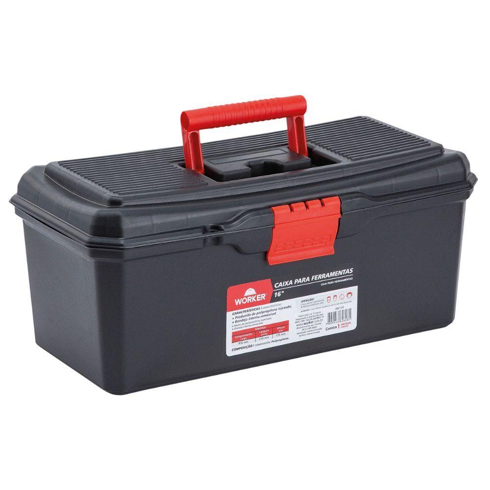 Caixa Plástica Para Ferramentas 16'' Com Bandeja Worker - 1
