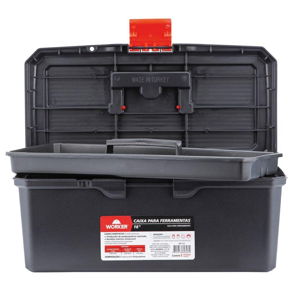 Caixa Plástica Para Ferramentas 16'' Com Bandeja Worker - 4